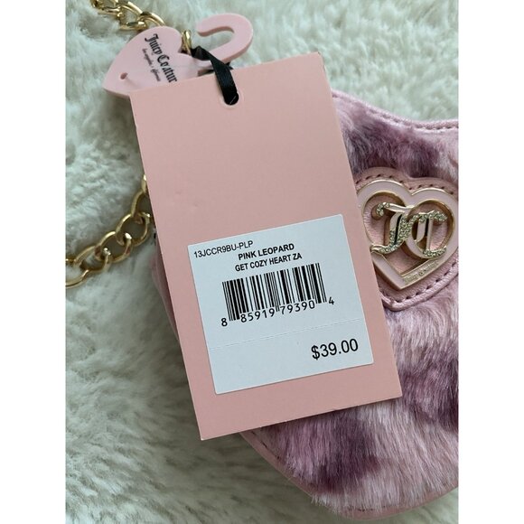 JUICY COUTURE GET COZY HEART ZIP AROUND WRISTLET WALLET PINK LEOPARD New - Picture 4 of 10